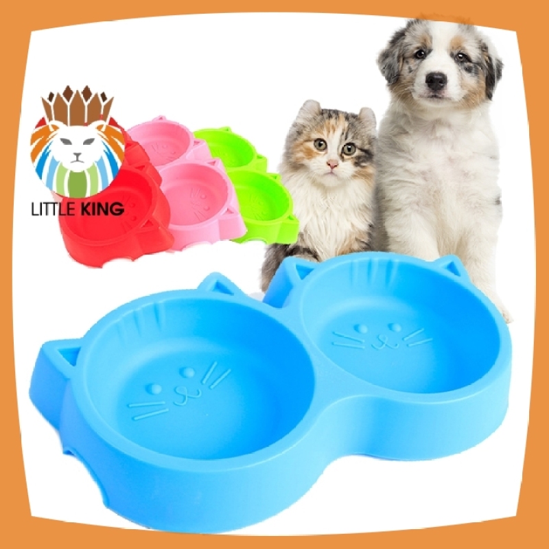 Bát ăn đôi hình đầu mèo dễ thương cho chó mèo, thú cưng - Little King pet shop