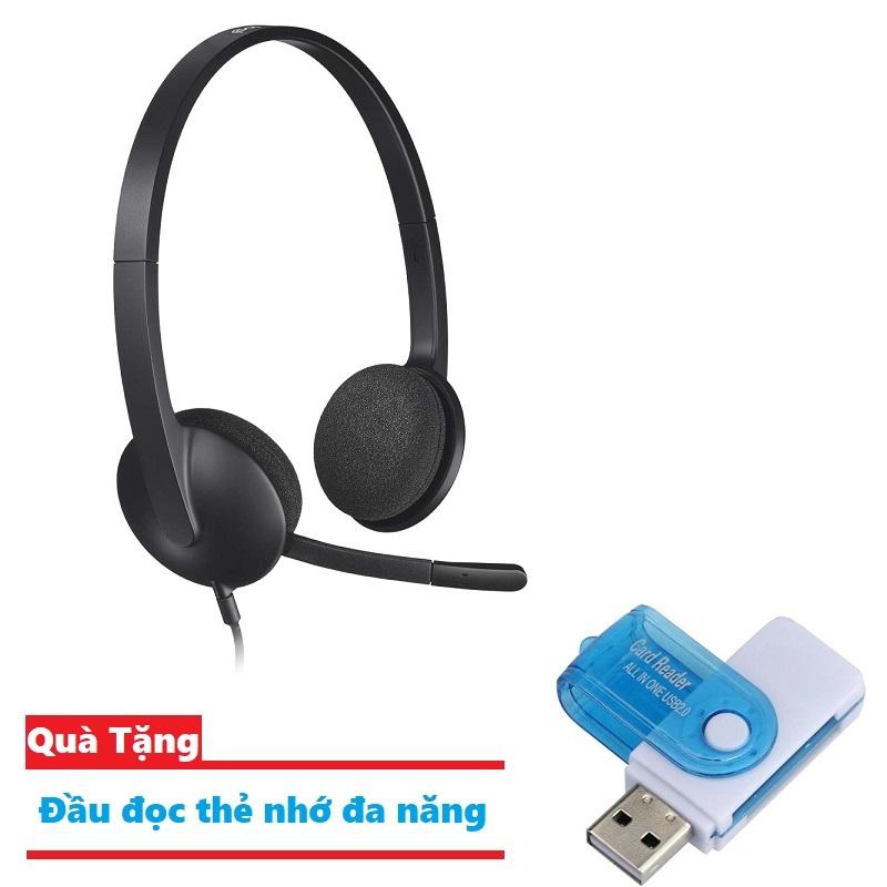 Tai Nghe Chụp Tai Logitech H340 - Tai nghe kèm Mic chơi game chat voice cực chất Tặng kèm Đầu đọc thẻ nhớ đa năng