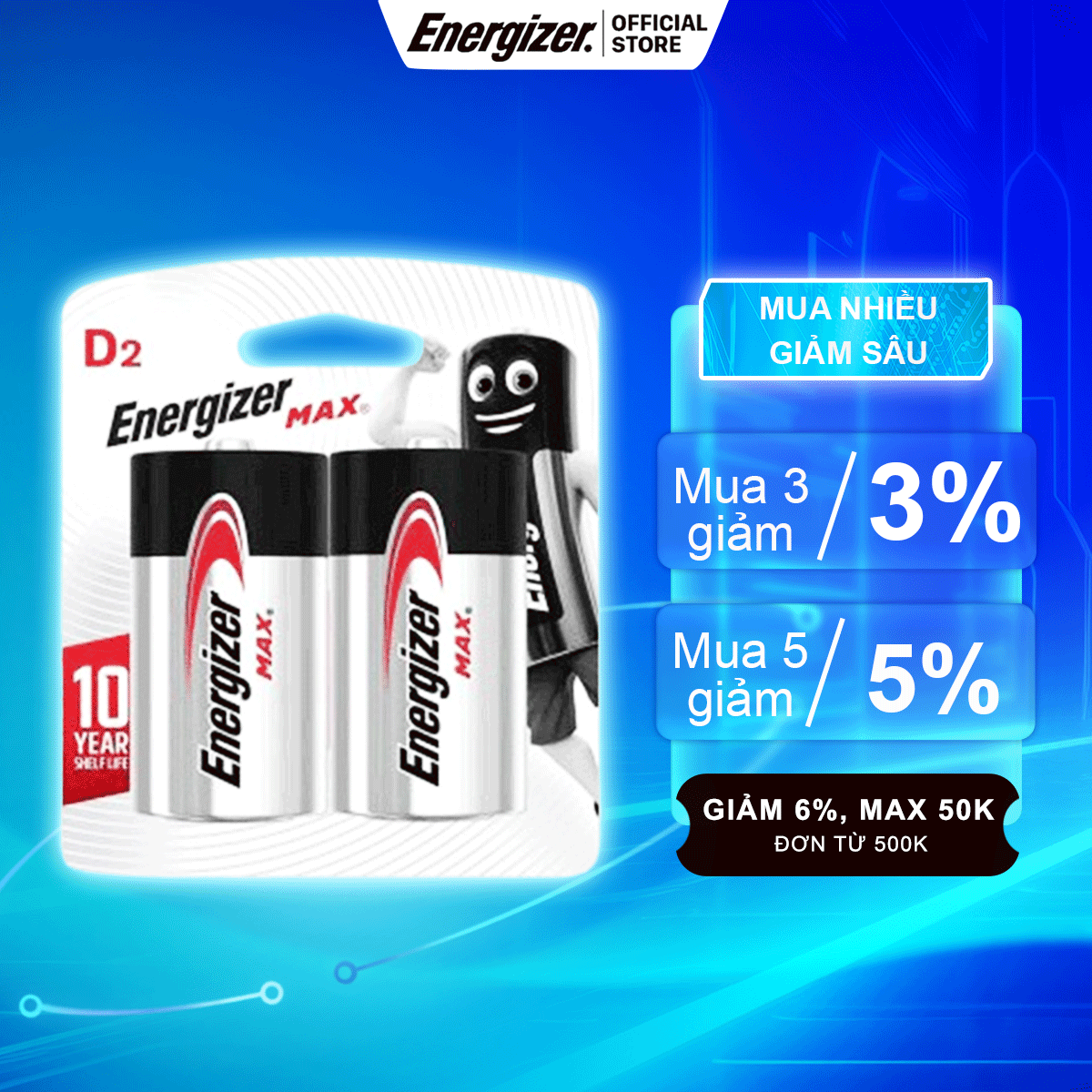 Energizer Max E95 Bp2 D Battery - Genuine Product