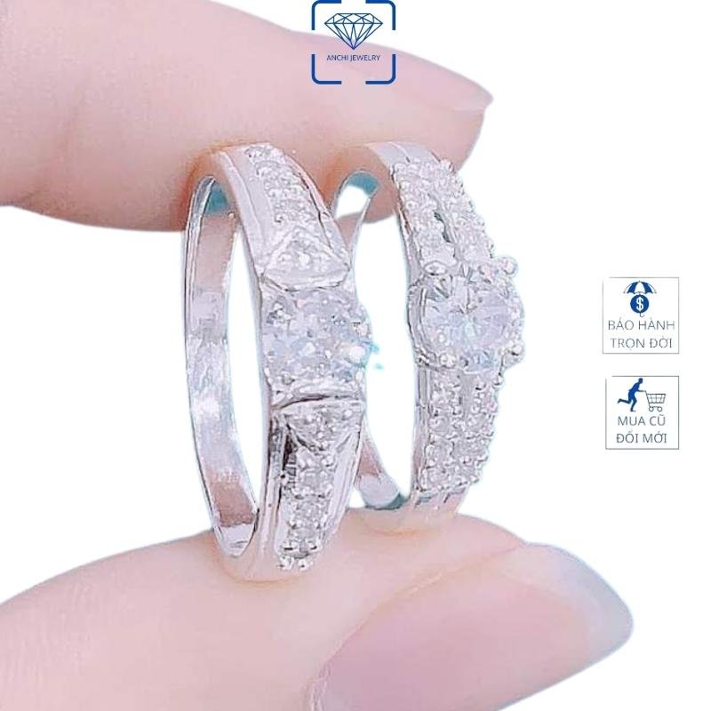 Nhẫn đôi nam nữ nhẫn cặp bạc tình yêu, quà tặng valentine Vàng bạc an chi