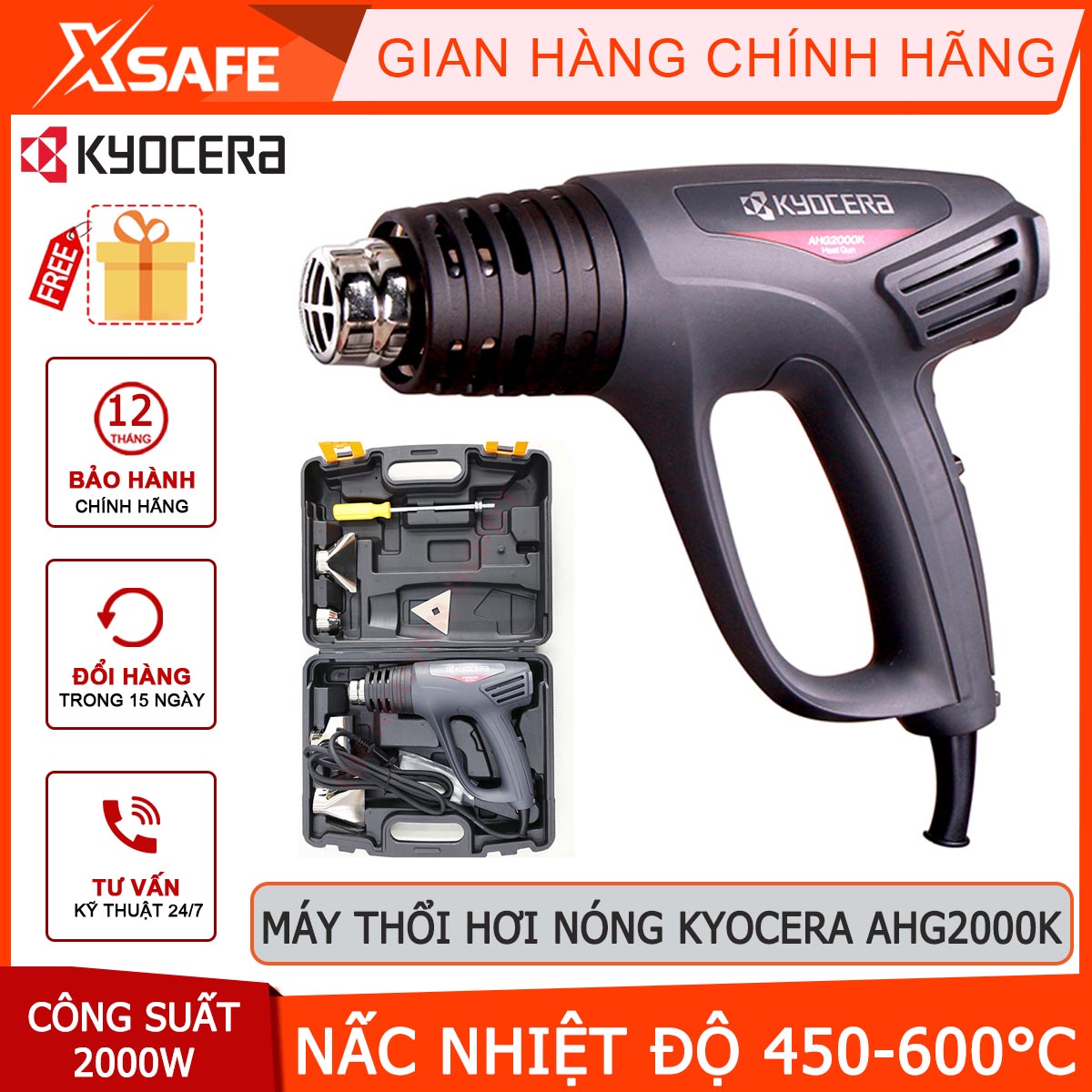 Ultralight ahg2000k 2000W blower temperature control 450-600 Celsius, convenient plastic suitcase-authentic xsafe