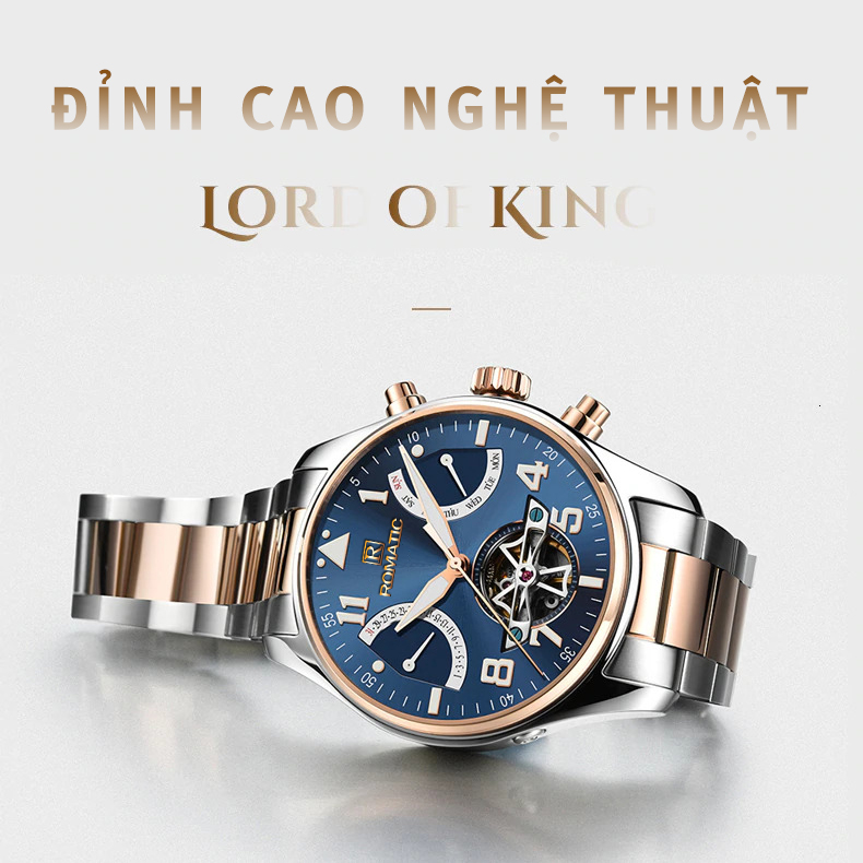 Đồng Hồ Nam ROMATIC 3D Siêu Đẹp,  Chống Nước Tốt, Dây Demi Sang Trọng