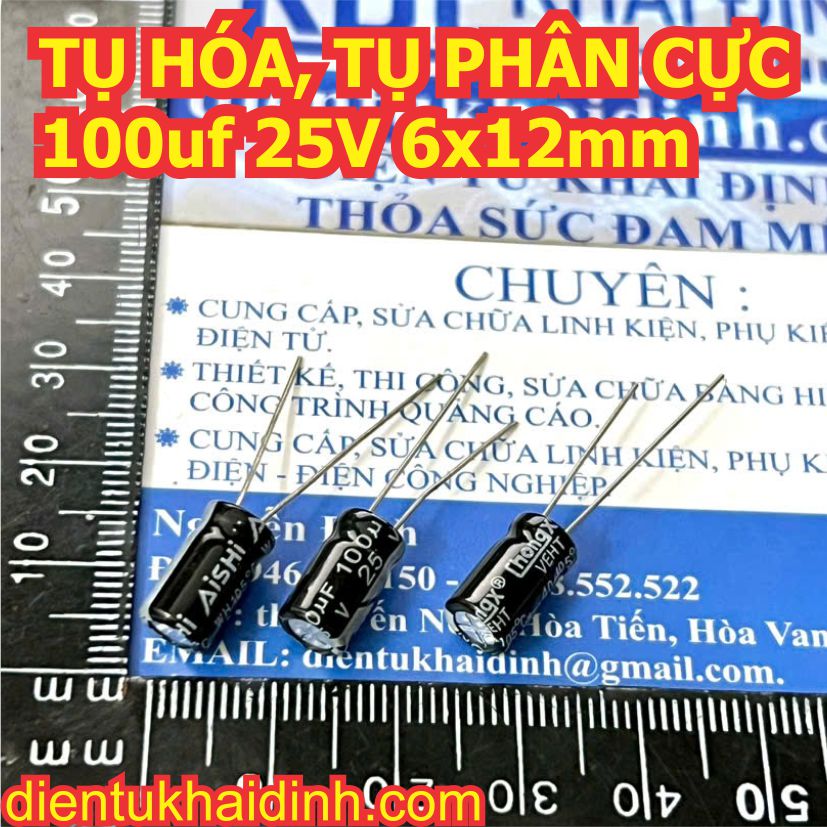 50 con TỤ HÓA PHÂN CỰC chân dài 100uF 16V 25V 35V 50V 100V 400V kde1795