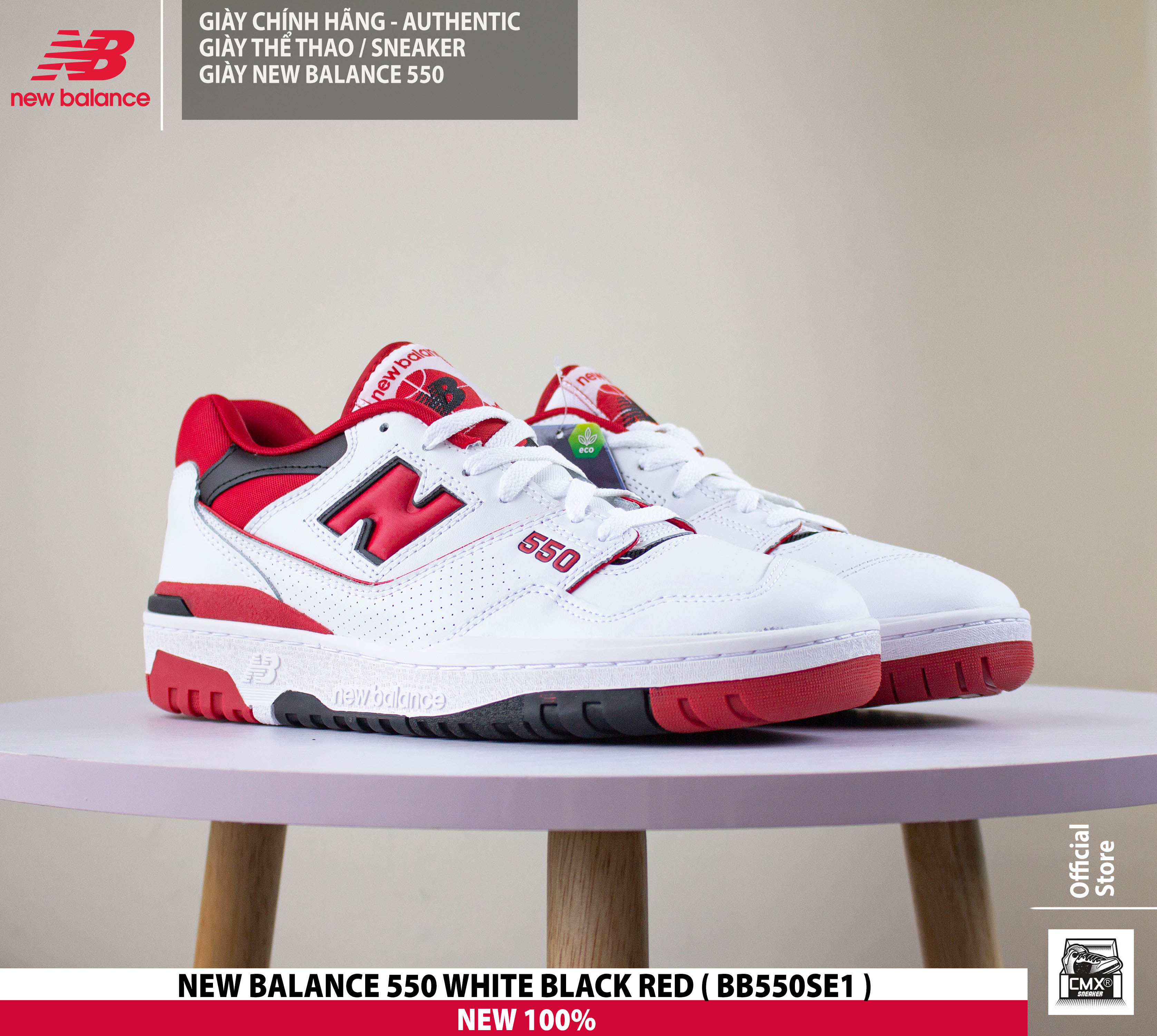 😘 [ HÀNG CHÍNH HÃNG CÓ SẴN ] Giày New Balance 550 WHITE BLACK RED ( BB550SE1 ) - AUTHENTIC 100%