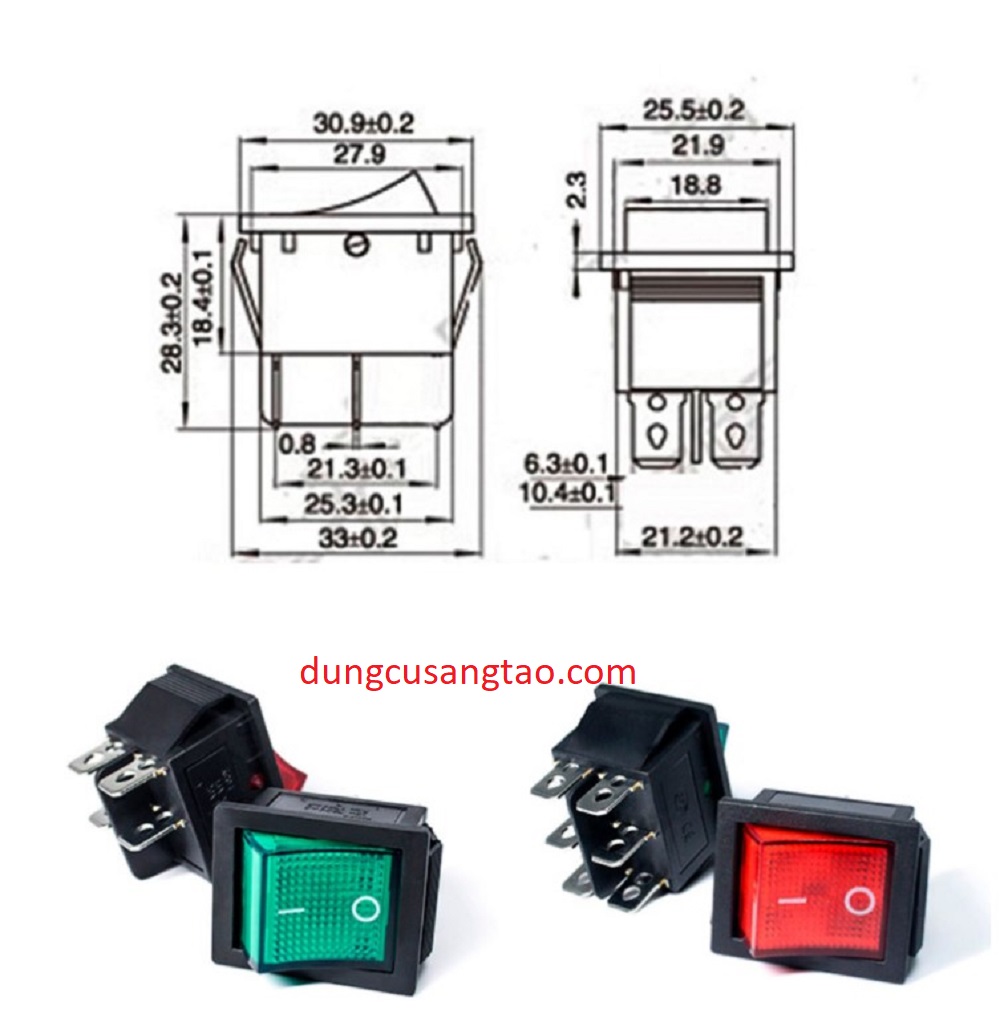 Công tắc 4 chân có đèn