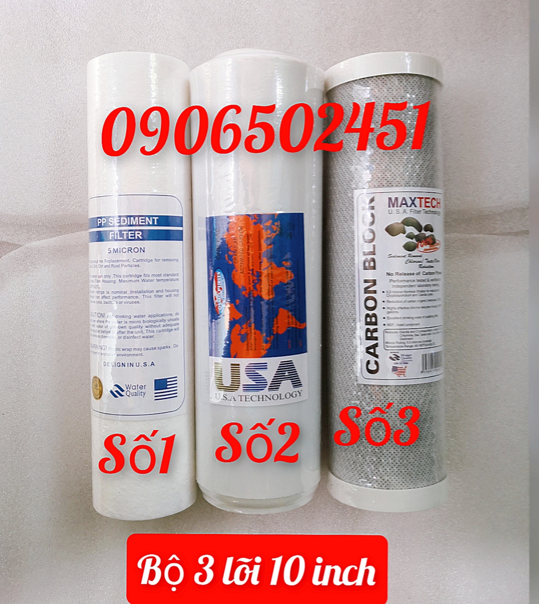 [HCM]Combo Bộ sản phẩm 6 lõi lọc (gồm 4 lõi lọc số 1 & 1 lõi số  2 & 1 lõi số 3) 10inch