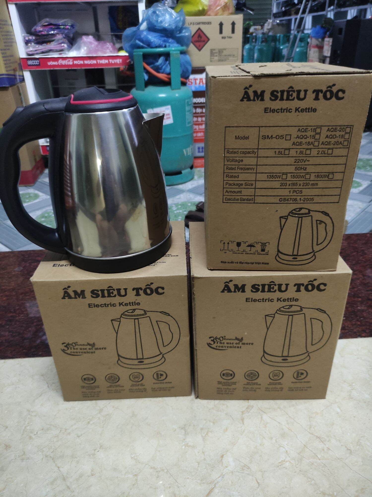Ấm siêu tốc ELECTRIC KETTLE chất liệu INOX cao cấp 1,8L