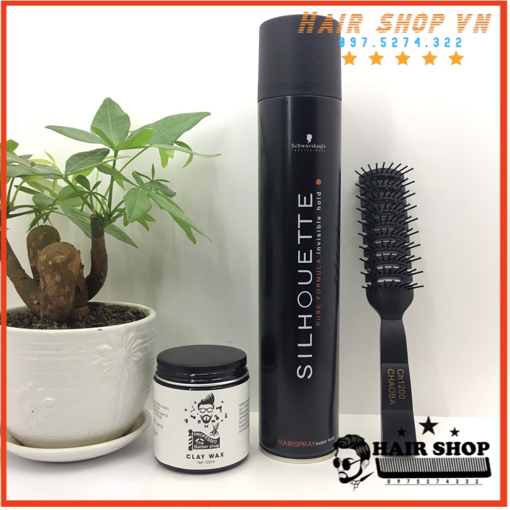 [ HÓT COMBO ] Gôm Xịt Tóc Silhouette + Sáp Vuốt Tóc Clay Wax Profession Tặng Lược
