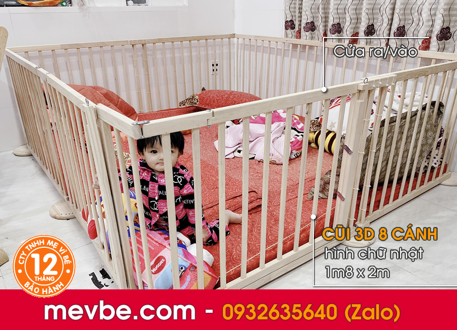Cũi quây 3d 8 cánh xuất khẩu - Mẹ Vì Bé