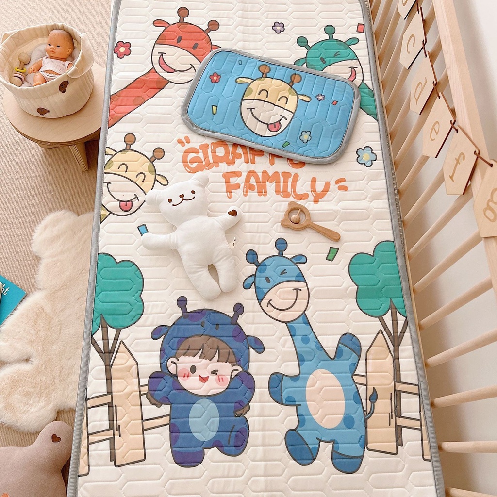 [Hàng Loại 1] Chiếu Lụa Điều Hoà Kèm Gối Cho Bé 60x120cm