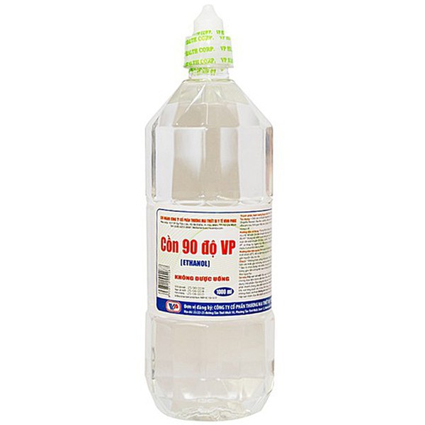 Cồn sát khuẩn 70 độ, 90 độ vĩnh phúc chai 1lít màu trắng