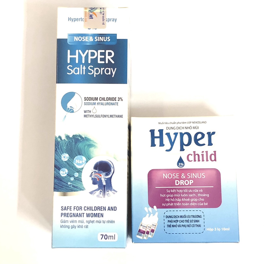 Dung Dịch Muối Ưu Trương 3% HYPER cHILD Nhỏ Mũi và Xịt Mũi Cho Bé