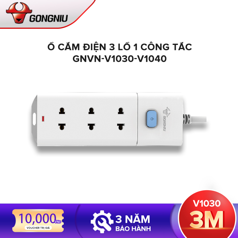Ổ CẮM ĐIỆN 3 LỔ 1 CÔNG TẮC- GNVN-V1030-V1040