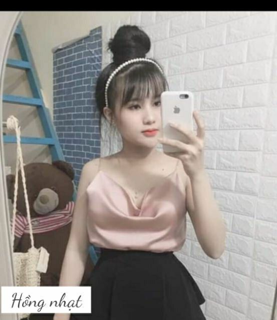 [HCM]Áo 2 dây cổ đổ phi lụa
