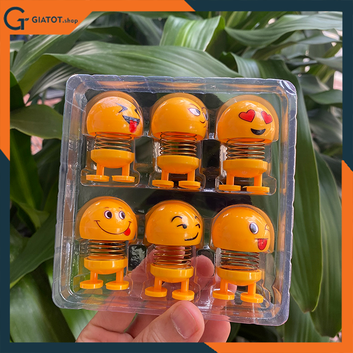 Bộ 6 con Thú nhún emoji lò xo hàng loại đẹp, mẫu ngẫu nhiên, siêu cute