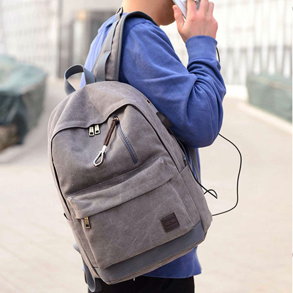 Balo đi học, balo laptop vải canvas (EP07)