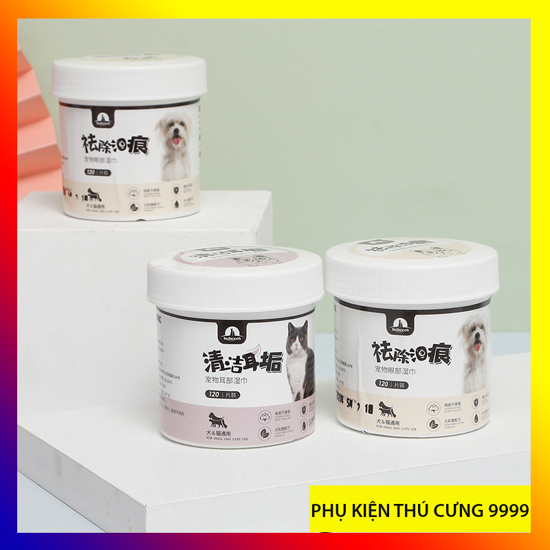 Khăn lau tai, lau mắt vệ sinh cho chó mèo chống ố lông, khăn lau vết ố vệ sinh sạch sẽ tai mũi cho chó mèo