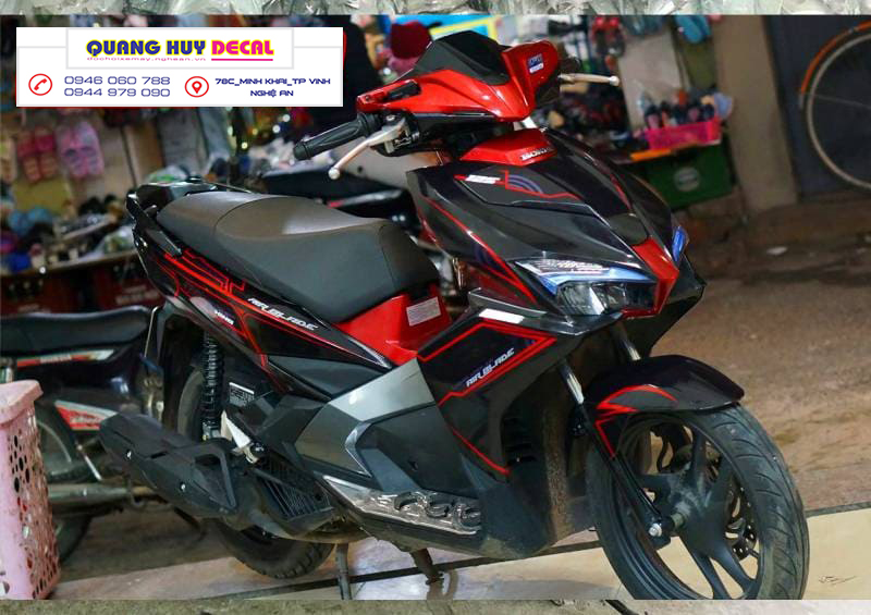 Tem trùm Air Blade đen chỉ đỏ - Độ dán team trùm decal xe máy Air Blade đen chỉ đỏ - Team trùm decal xe máy Air Blade rẻ đẹp và chất