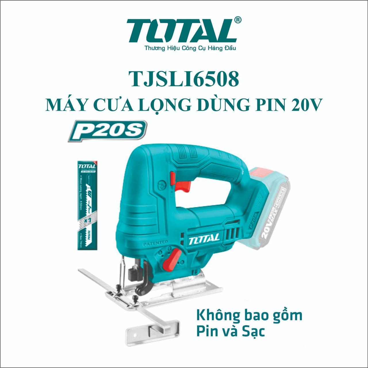 Máy cưa lọng dùng pin lithium 20v total tjsli6508 không bao gôm pin sạc - chính hãng - siêu thị đồ nghề