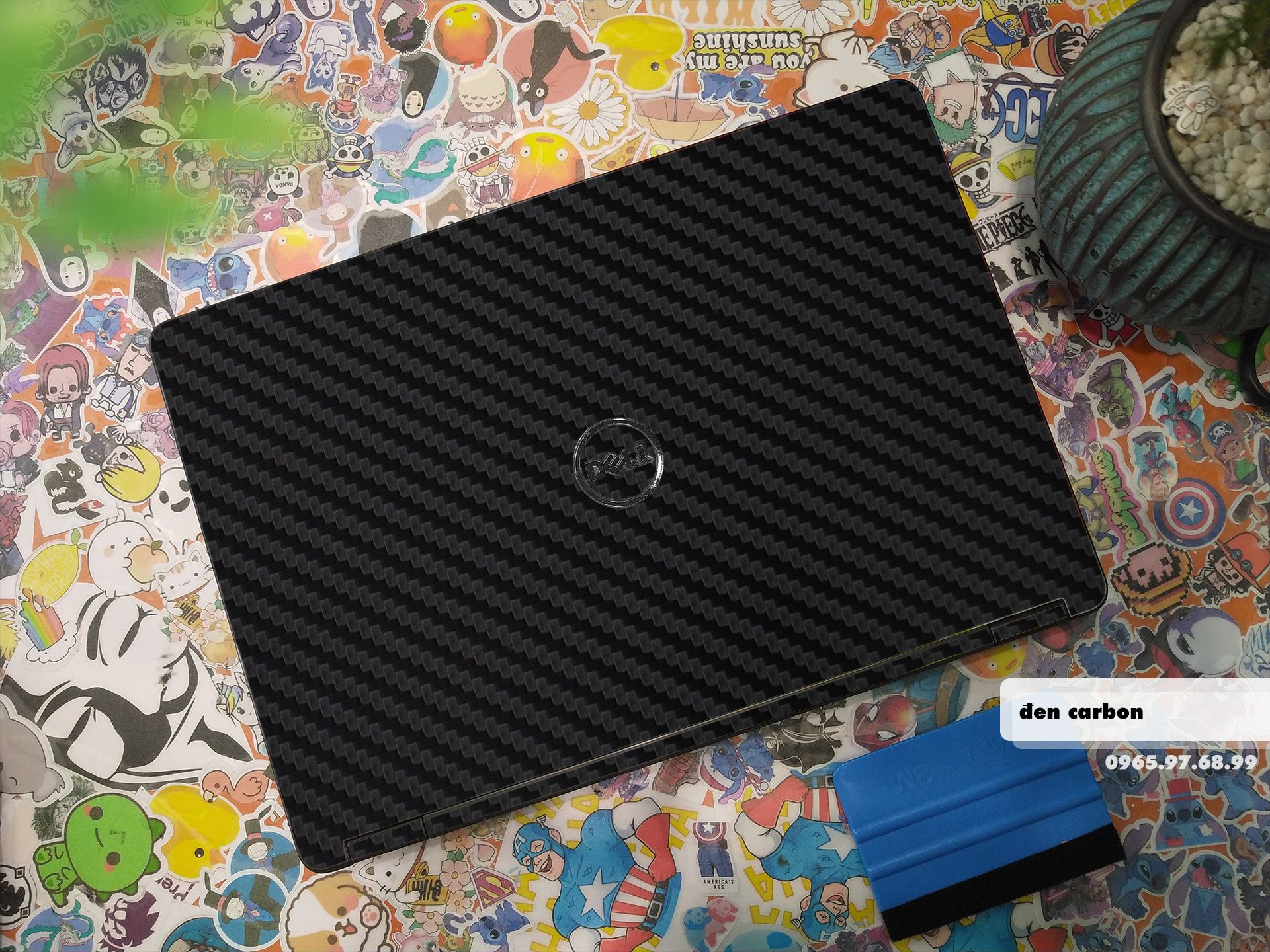 Decal Skin dán Laptop Dell mẫu đen carbon (inbox mã máy cho shop)