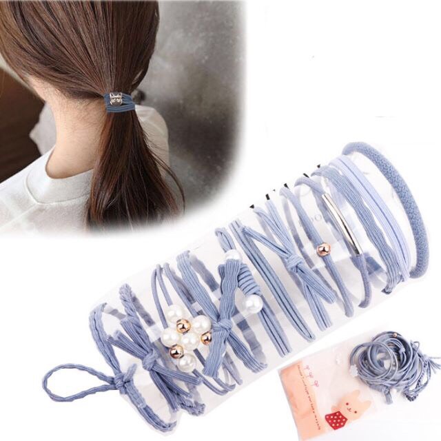 Sét 12 chun buộc tóc phong cách Hàn Quốc