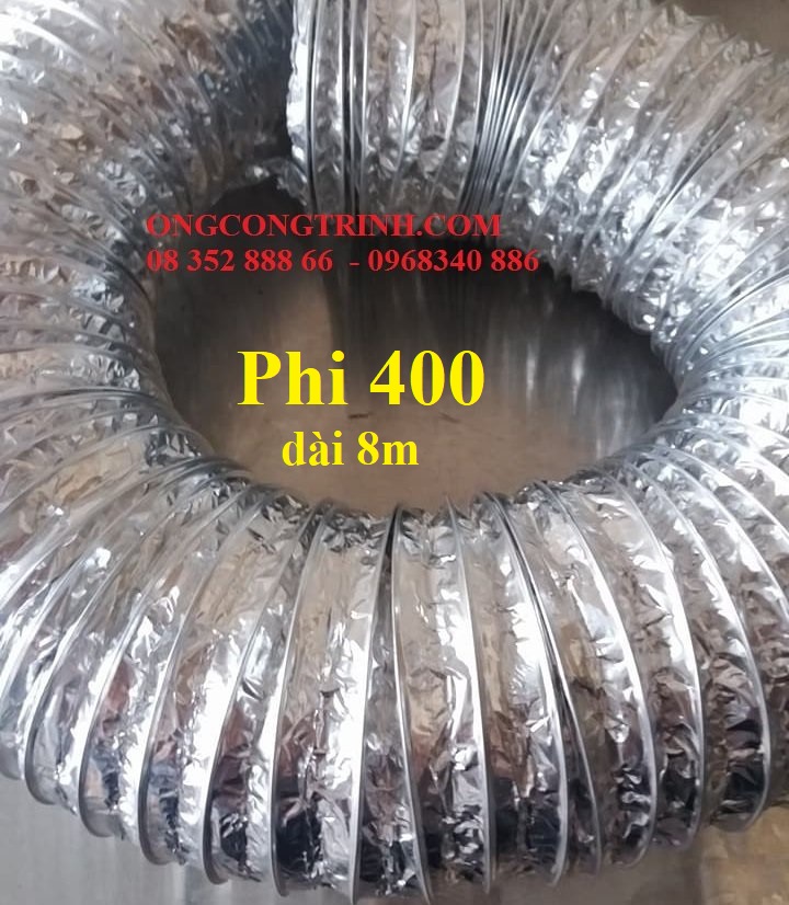 Ống gió mềm hút mùi không bảo ôn phi 400 dài 8m