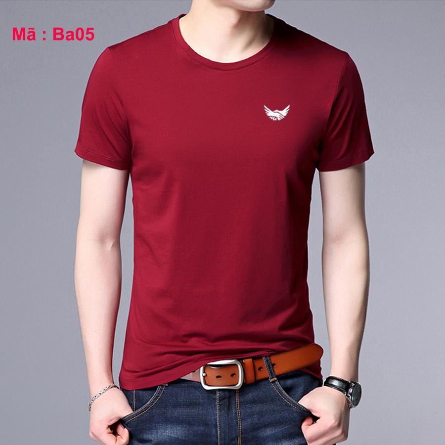 Áo thun nam cổ tròn màu đỏ đô made in bahada