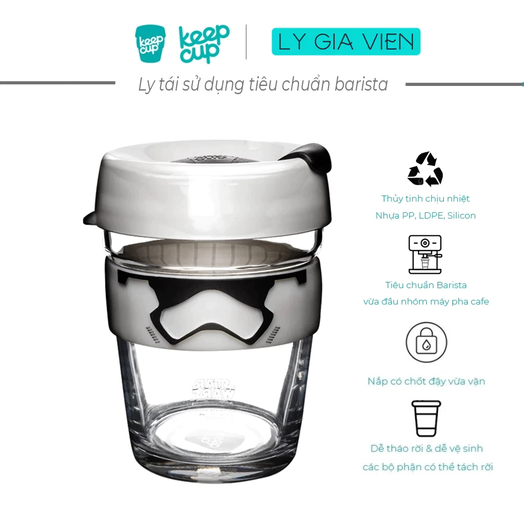 Ly Thủy Tinh KeepCup Brew 12oz Xuất Xứ Úc - Hoàn hảo cho cà phê espresso, macchiato hoặc piccolo.