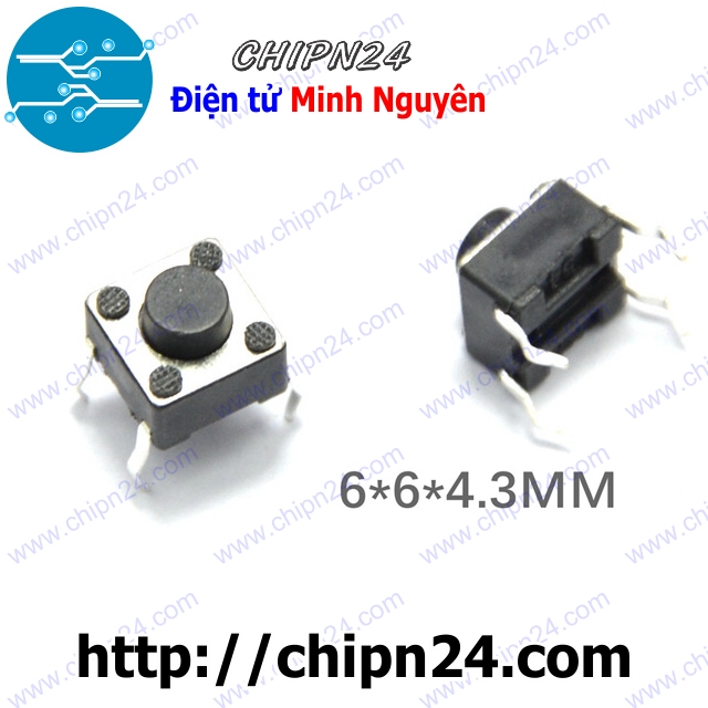 [10 cái] (KG1) Nút nhấn 4 chân 6x6x4.3mm DIP