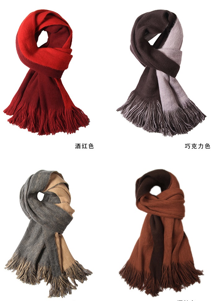 Khăn len lông mềm cao cấp 2 mặt tua rua KL001