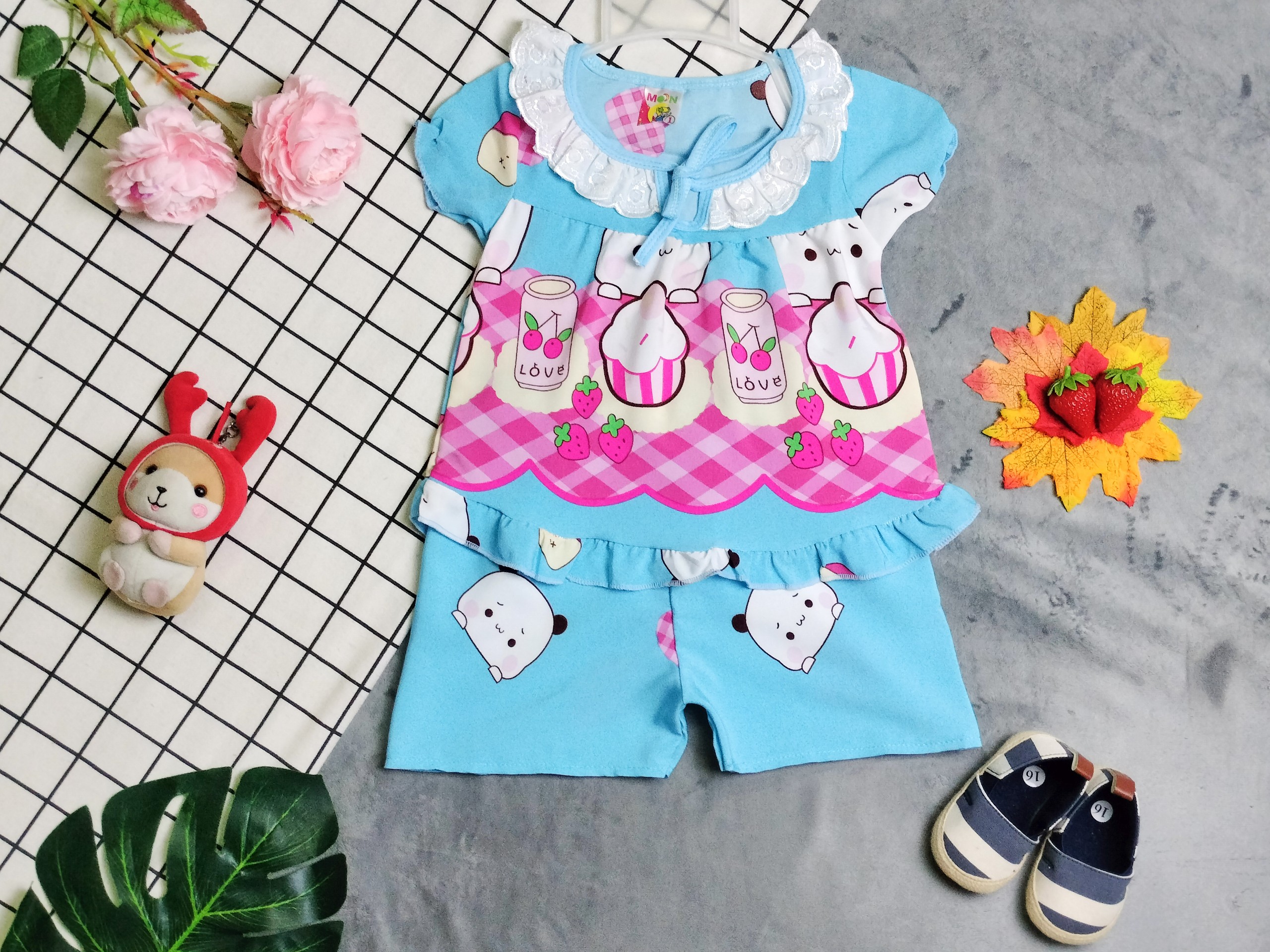 Bộ Lụa Tay Phồng Viền Bèo (giao màu ngẫu nhiên) (6-18kg)