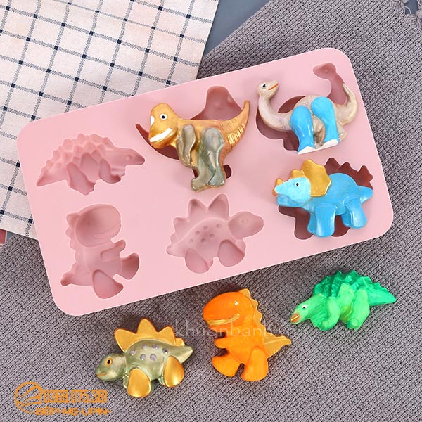 Khuôn silicon vỉ 6 con khủng long to làm thạch rau câu pudding mousse