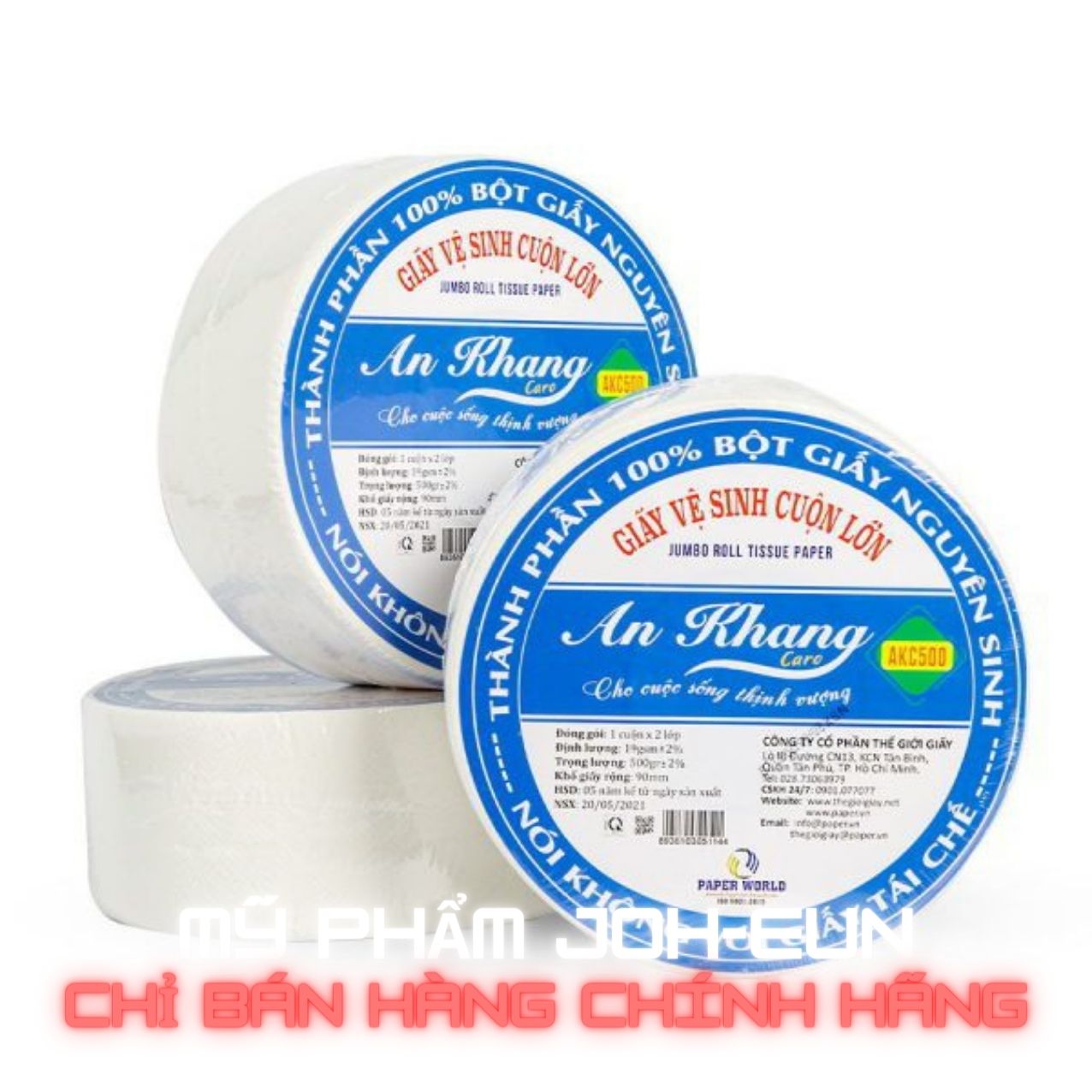 Giấy vệ sinh cuộn lớn an khang caro500