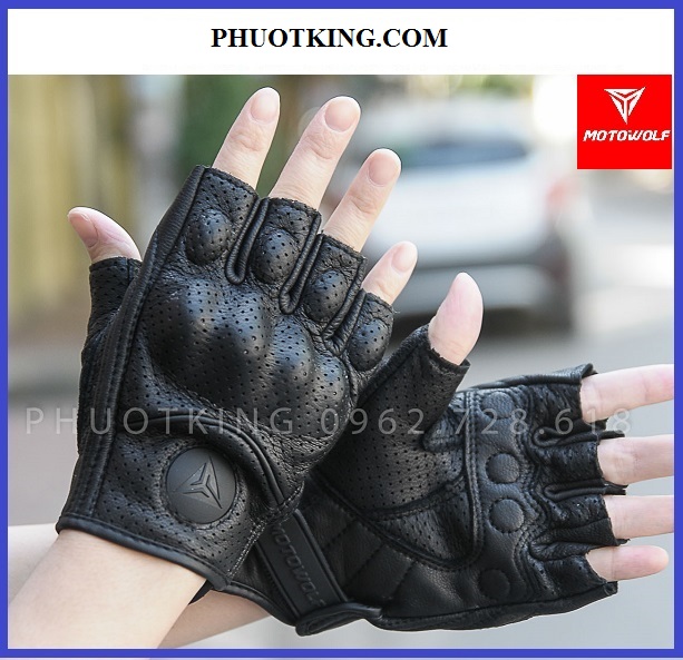 [CHÍNH HÃNG] Găng tay Motowolf cụt ngón da thật