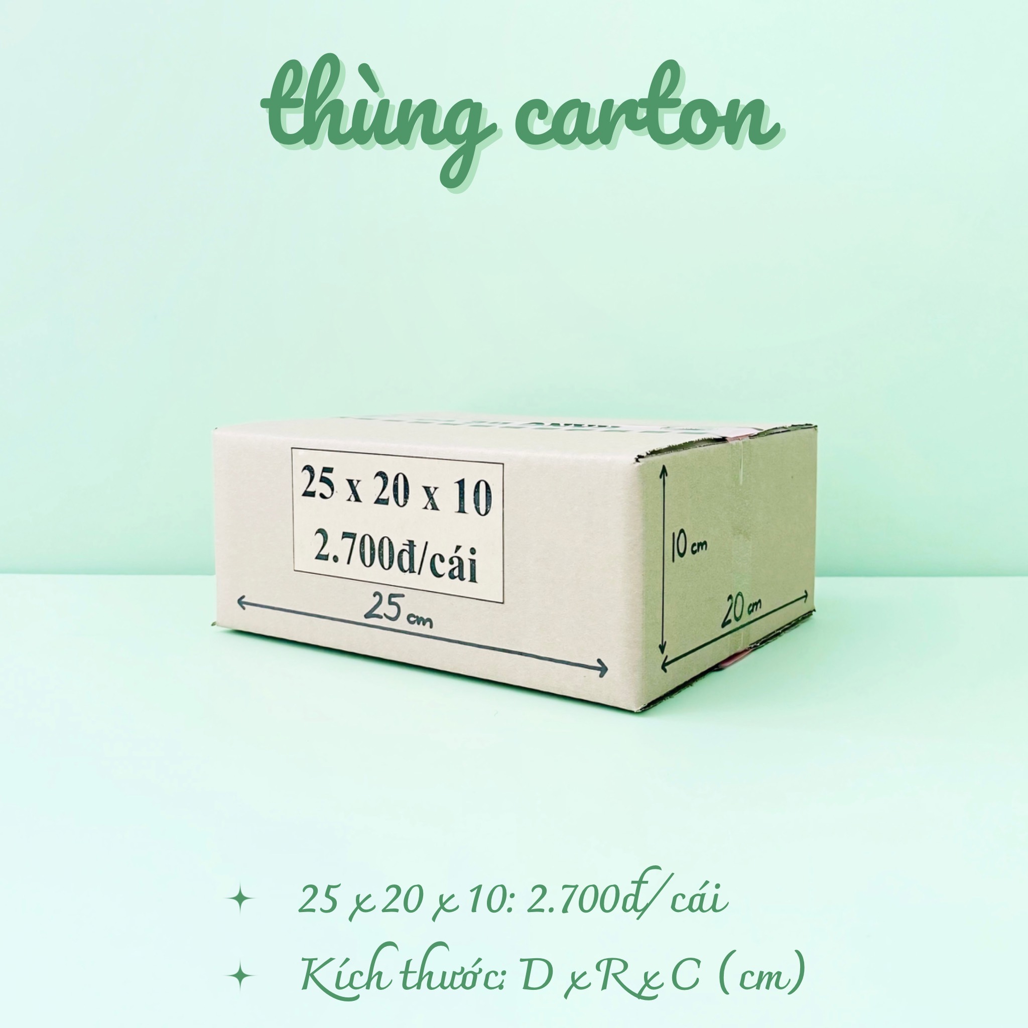 Kích thước 25x20x10 cm Combo 50 hộp carton đóng gói hàng hóa