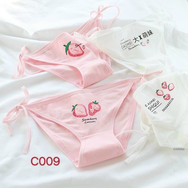 Quần lót cotton quả dâu buộc dây sexy