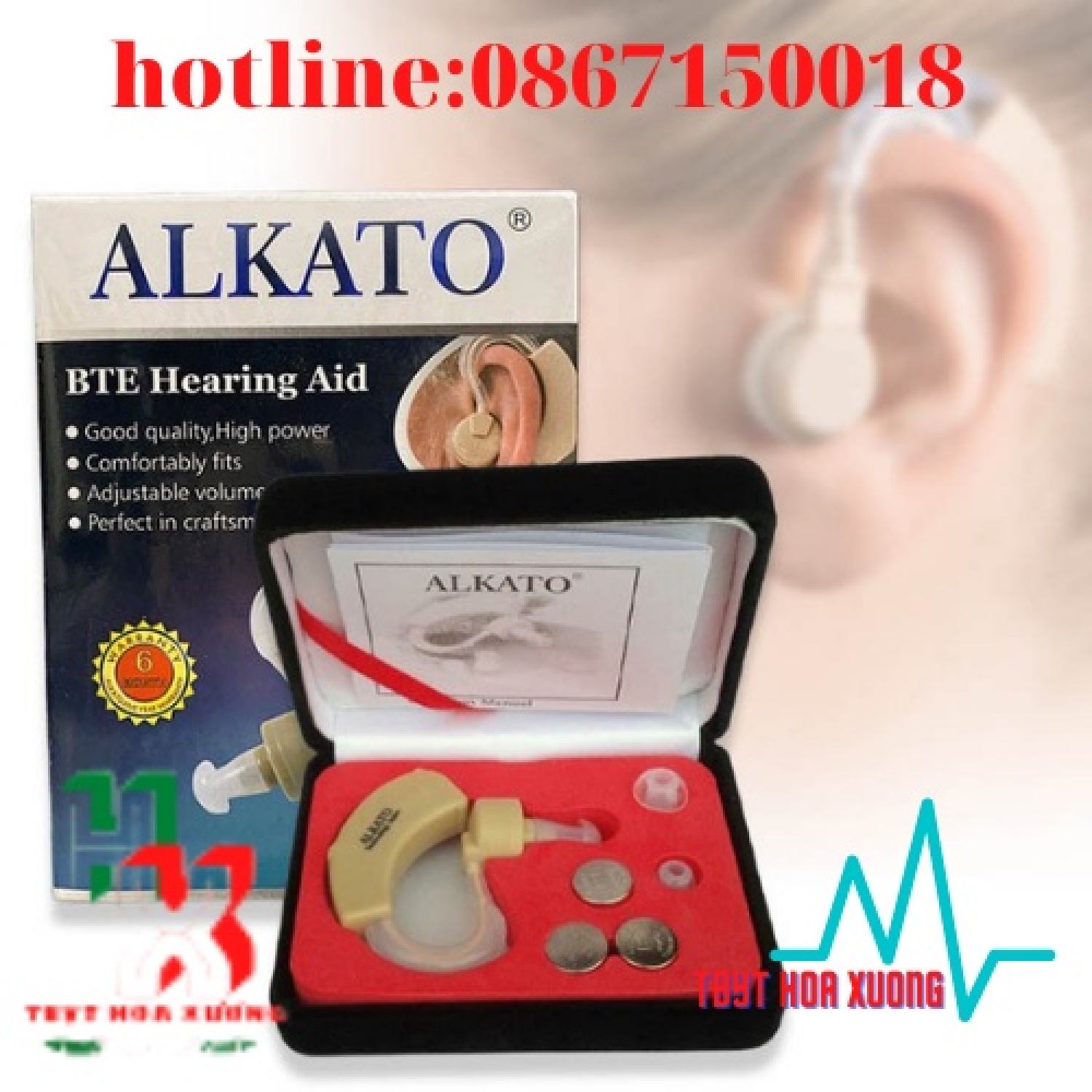 Máy trợ thính cho người già, tai nghe trợ thính không dây alkato vt-113 cho người điếc, người già