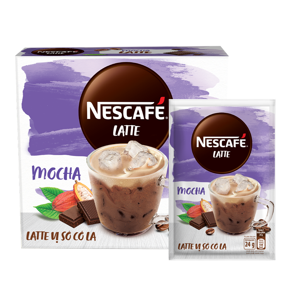 Cà phê hòa tan NESCAFÉ Latte Vị Sô cô la (Hộp 10 gói x 24g)