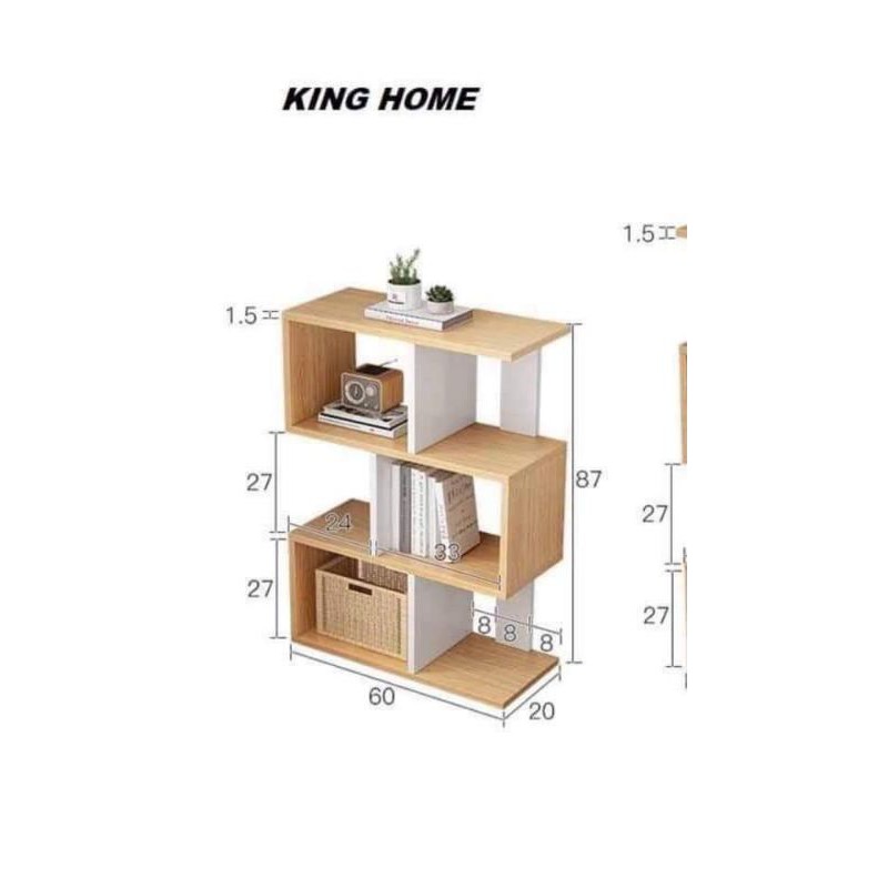 Kệ zích zắc 3 tầng bằng gỗ trang trí nhà cửa