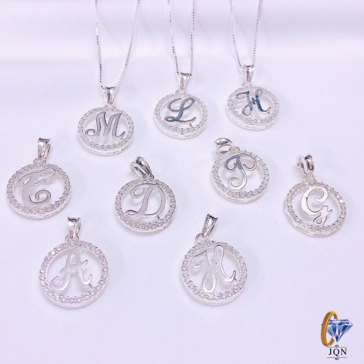 Dây chuyền nữ bạc thật mặt chữ cái chất liệu bạc ta chuẩn sáng đẹp/ Trang sức bạc JQN gian hàng uy tín chất lượng