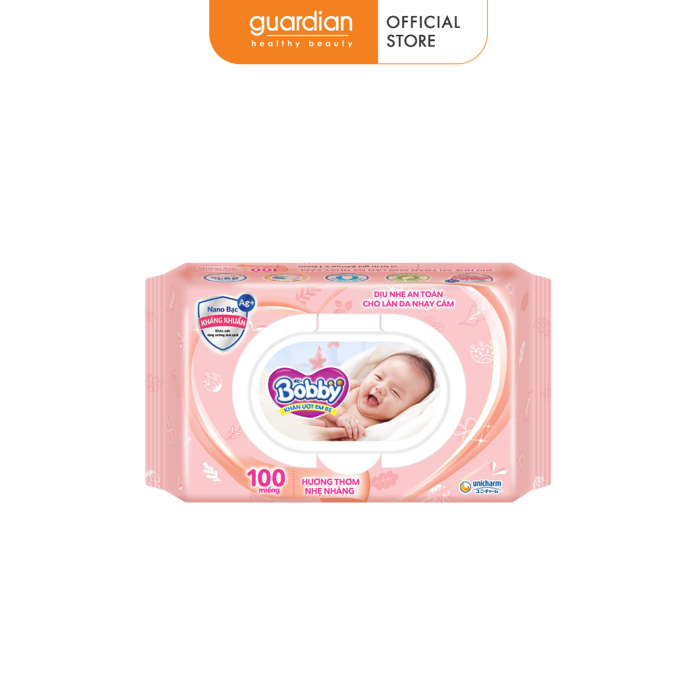 Khăn Ướt Hương Thơm Nhẹ Nhàng Bobby 100 Tờ