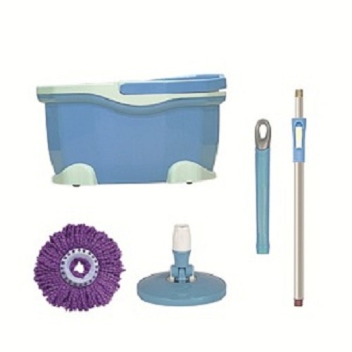 Megalife C Megahome 360-Degree Mop Set with Plastic Tray, Stainless Steel Washing Drum, Ultra-Light Mop