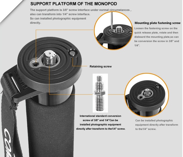 Chân máy ảnh Monopod Coman DT327C, Carbon
