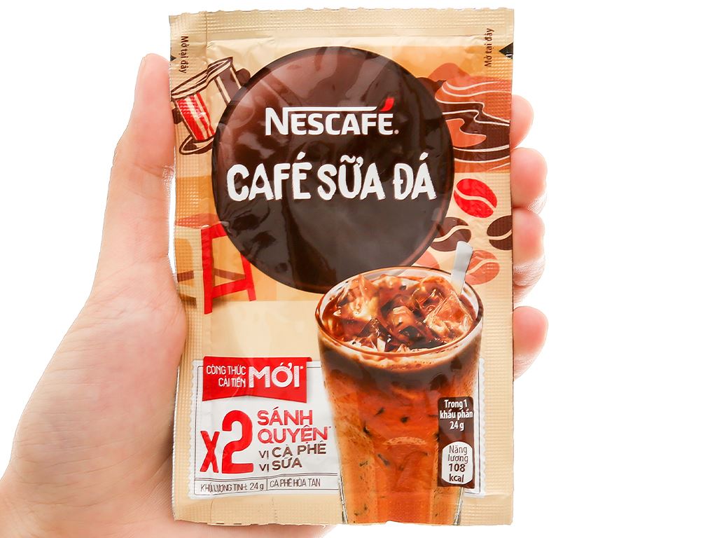 Cà phê hòa tan Nescafé 3in1 cà phê sữa đá (Hộp 10 gói x 24g)