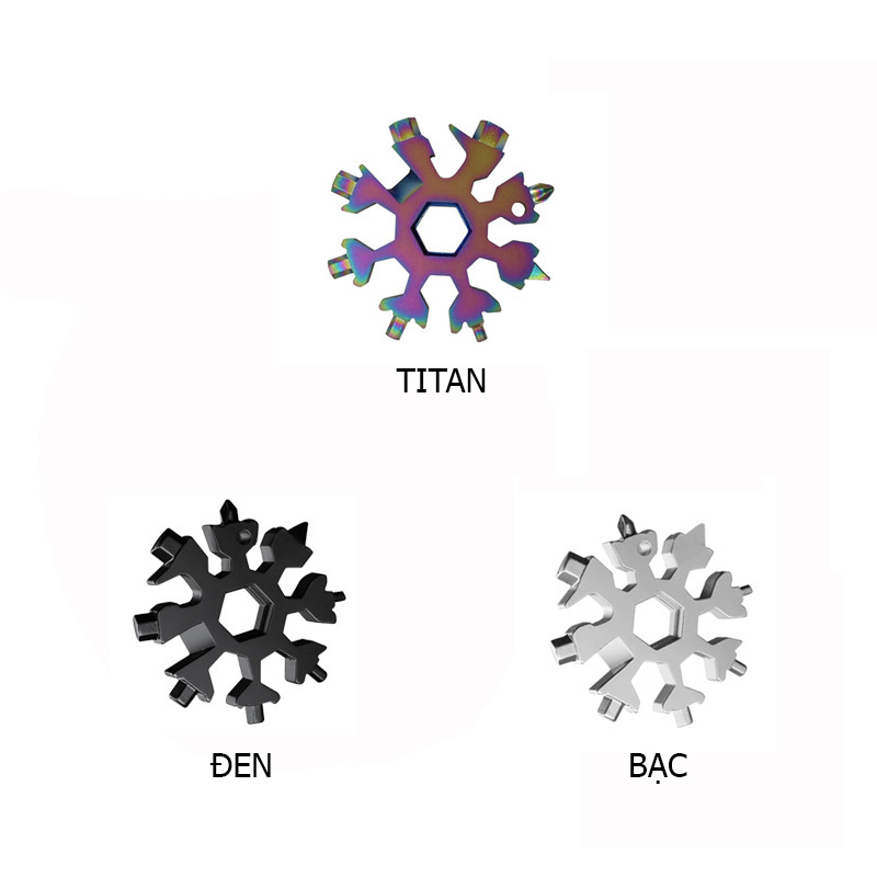 Móc Khóa Hình Bông Tuyết Cờ Lê Đa Năng Tích Hợp 18 Đầu Trong 1 Tiện Lợi Nhỏ Gọn Thông Minh