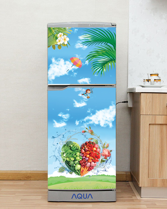 [HCM]DECAL DÁN TRANG TRÍ TỦ LẠNH TRÁI TIM RAU CỦ