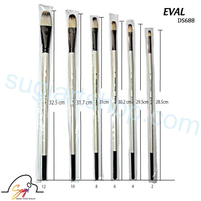 Bộ cọ Eval DS688, 6 cây đầu oval