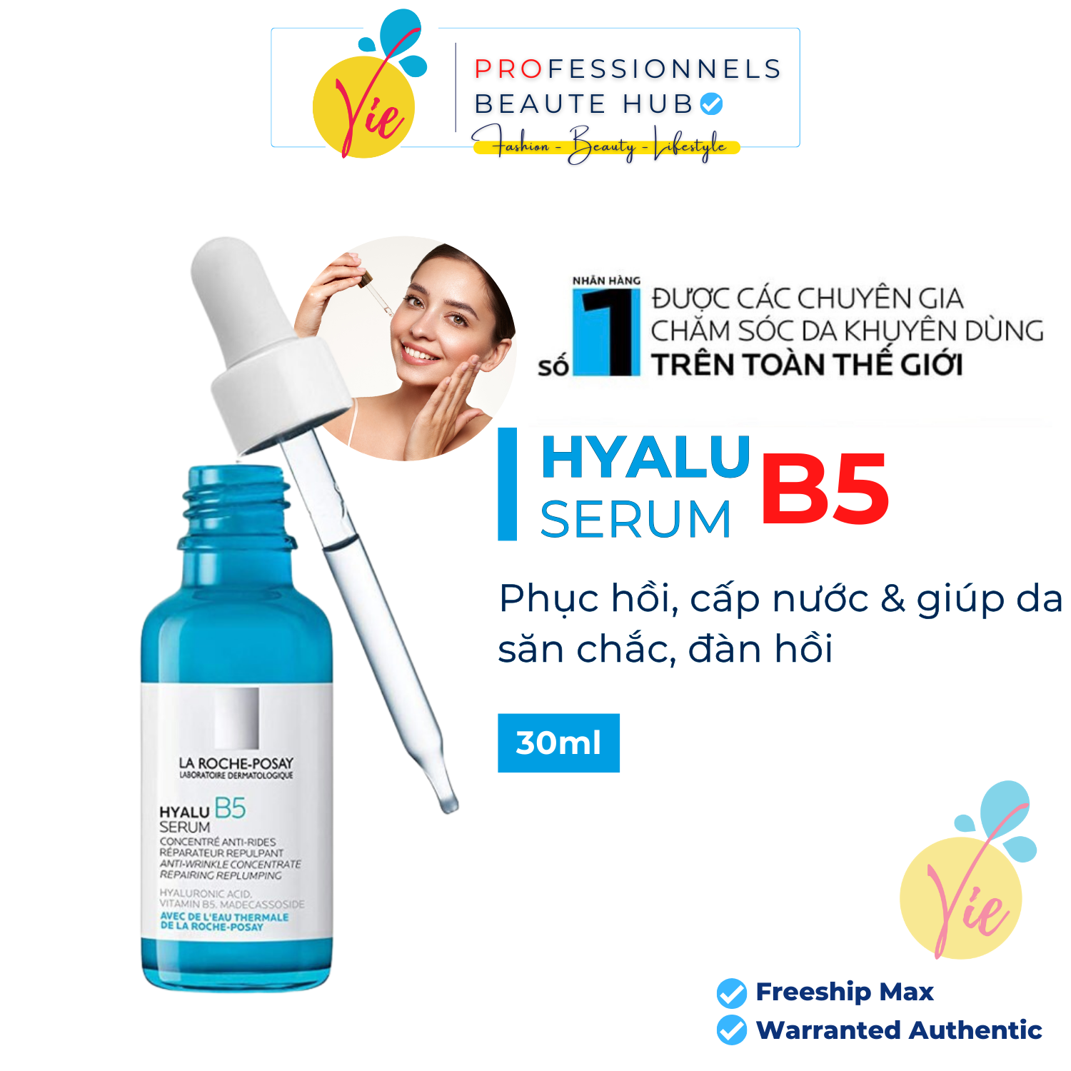 Serum la roche-posay tinh chất hỗ trợ phục hồi da, cấp ẩm cho da la roche-posay hyalu b5 serum