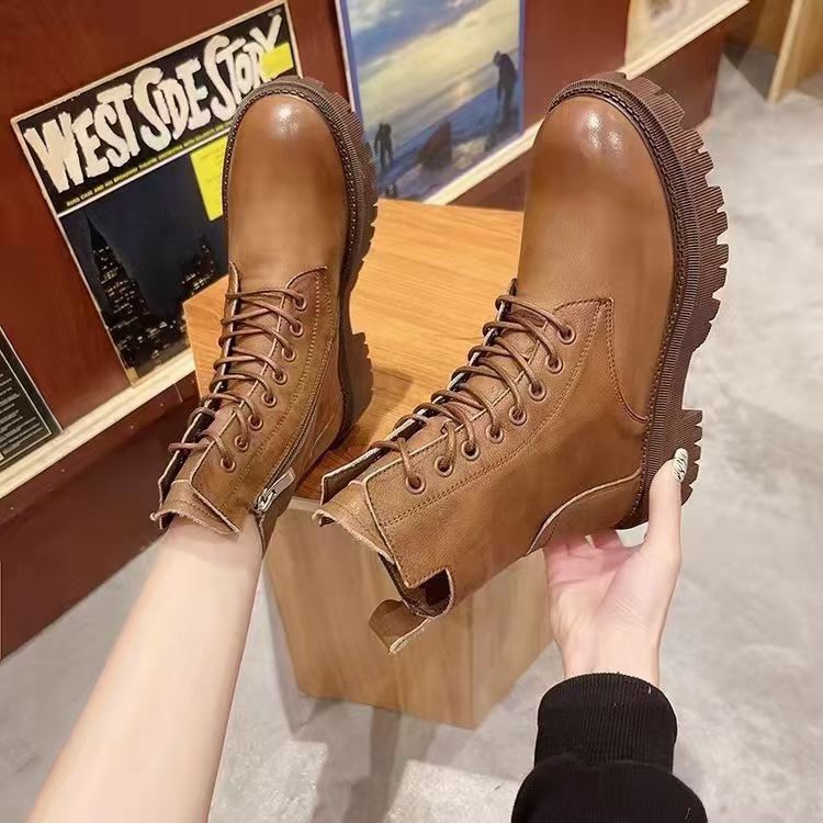 Giày bốt nữ cao cổ, bốt da lì cao cấp đế tăng chiều cao phong cách hàn quốc thời thượng dễ phối đồ818