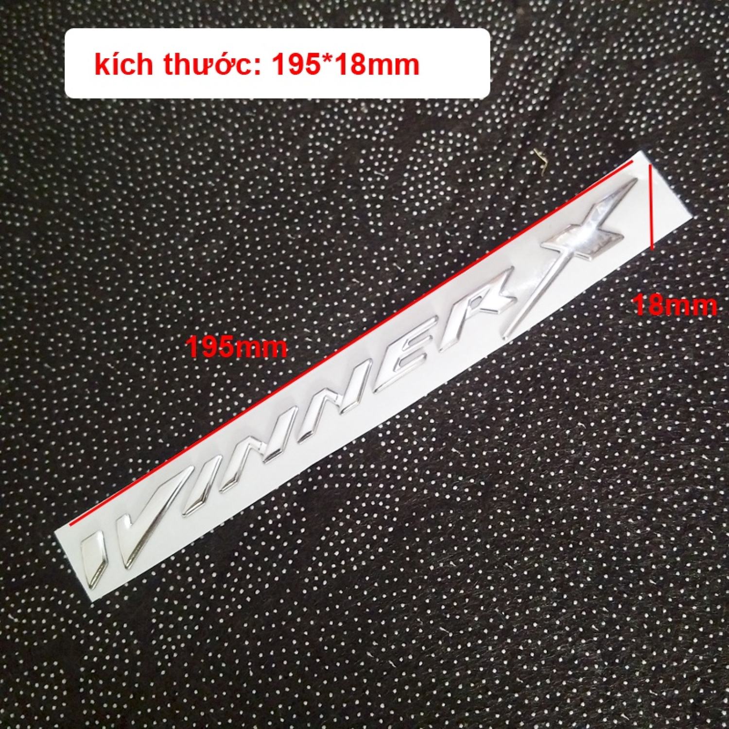 Bộ 2 tem winner X 3D nổi màu Bạc mạ bóng